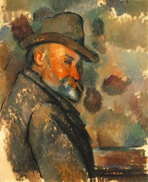  sombrero Pintura - Autorretrato con sombrero de fieltro Paul Cezanne